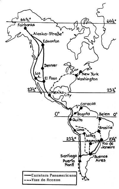 Mapa de la carretera panamericana