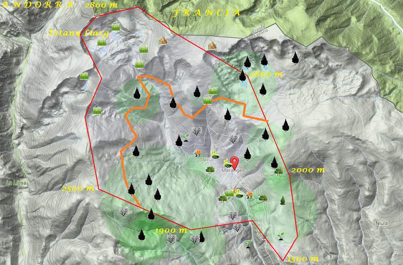 Mapa de Meranges, Cataluña