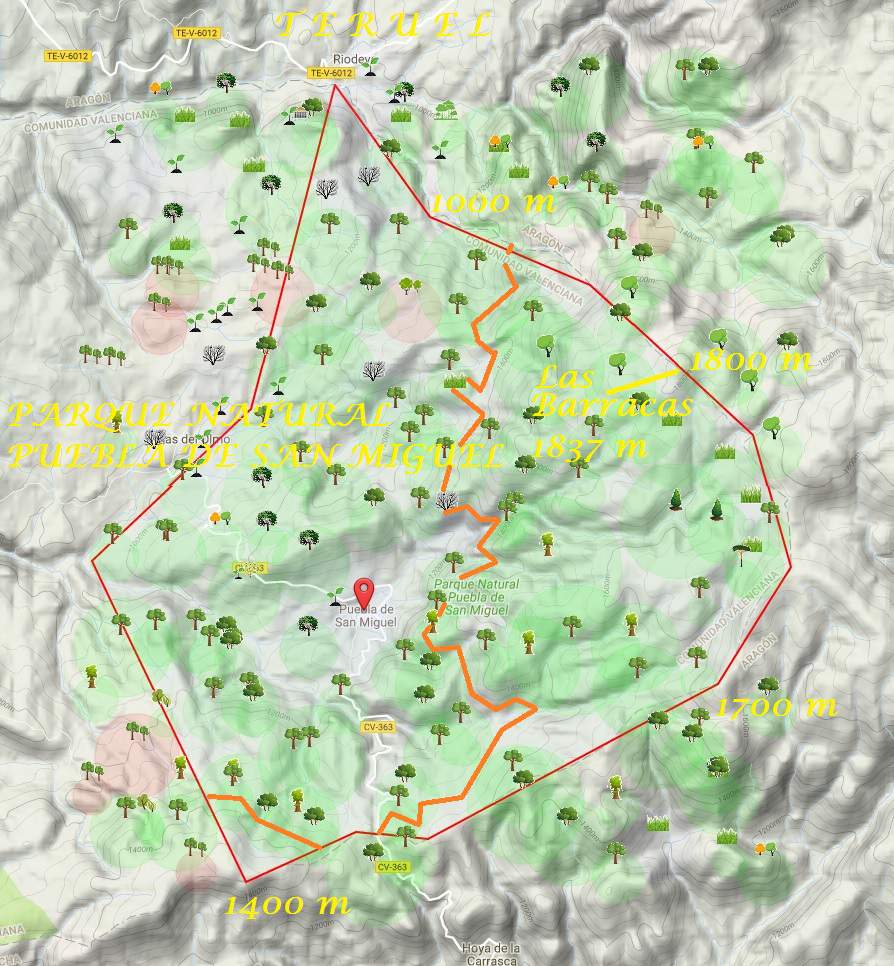 Mapa de Puebla de San Miguel, Comunidad de Valencia