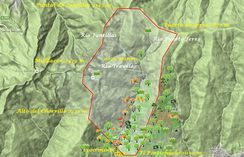 Mapa de Trevélez, municipio más alto de España